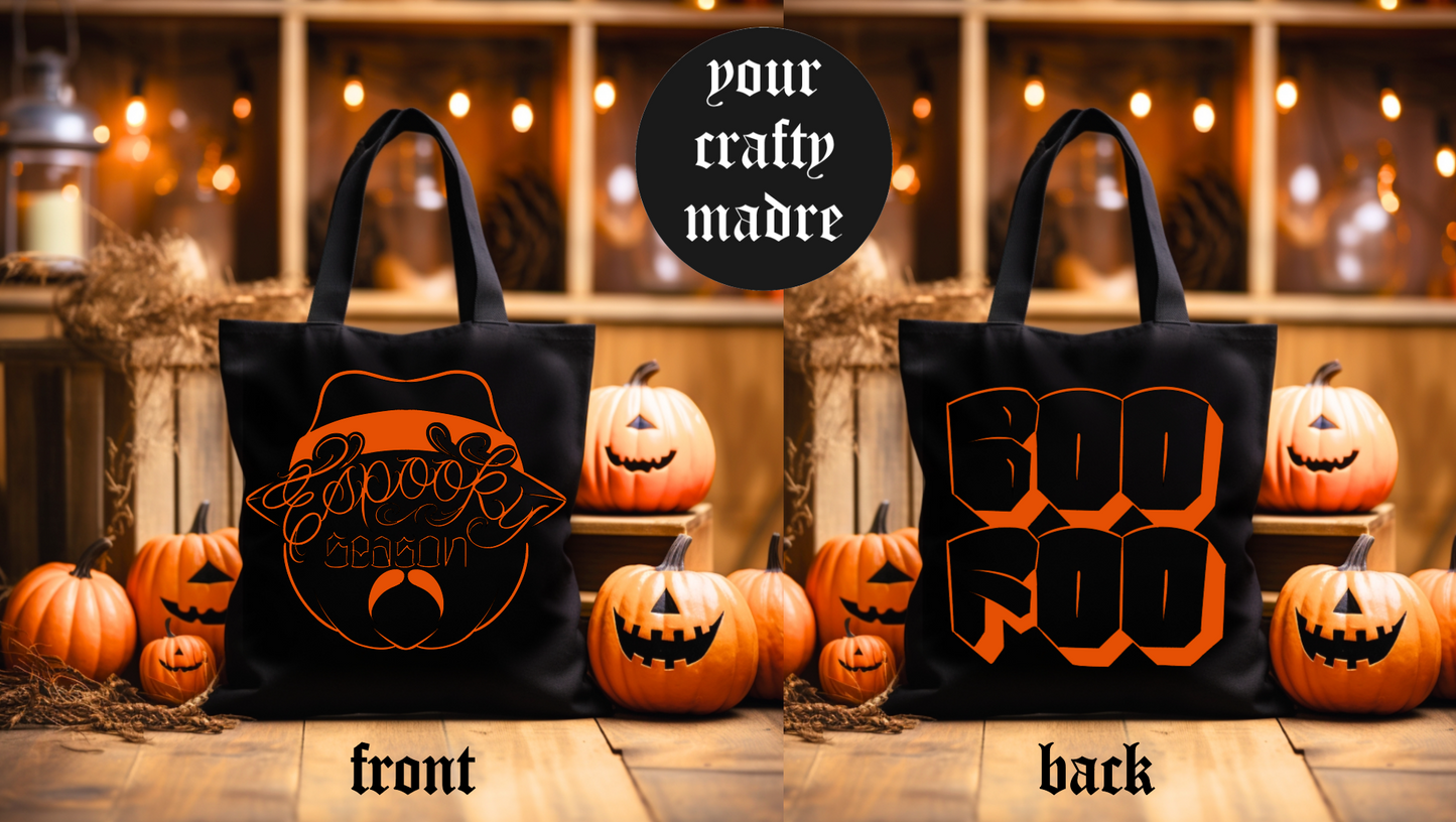 Spooky Szn Pumpkin + Boo Foo Tote Bag