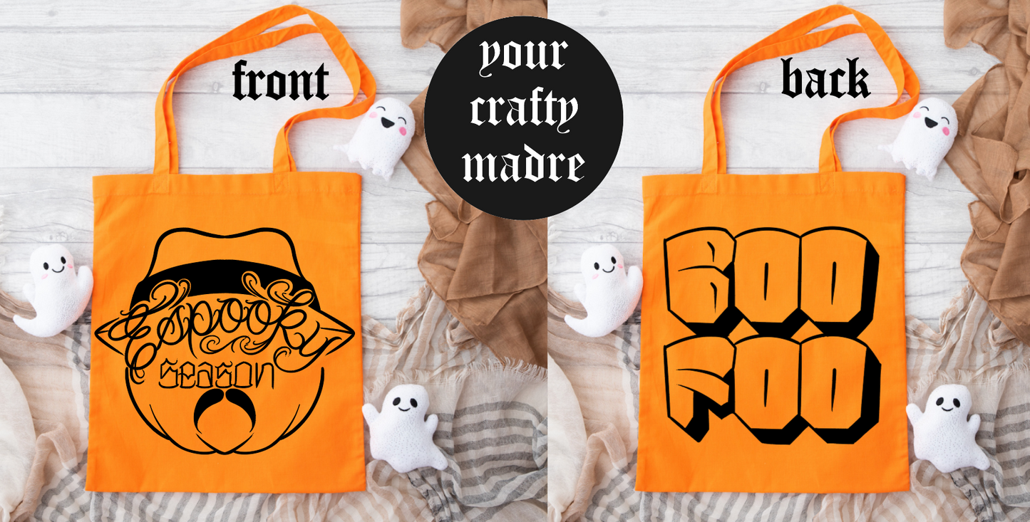 Spooky Szn Pumpkin + Boo Foo Tote Bag