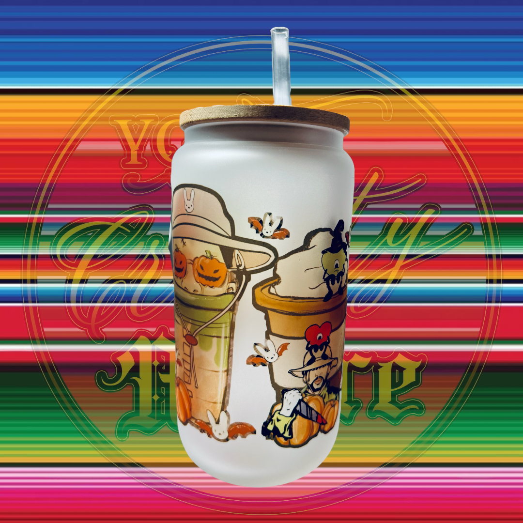 Bad Bunny Fall Glass Beer Can