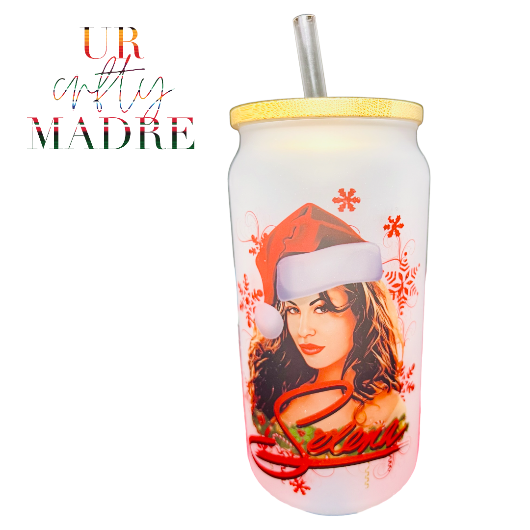 Selena Holiday Glass Beer Can