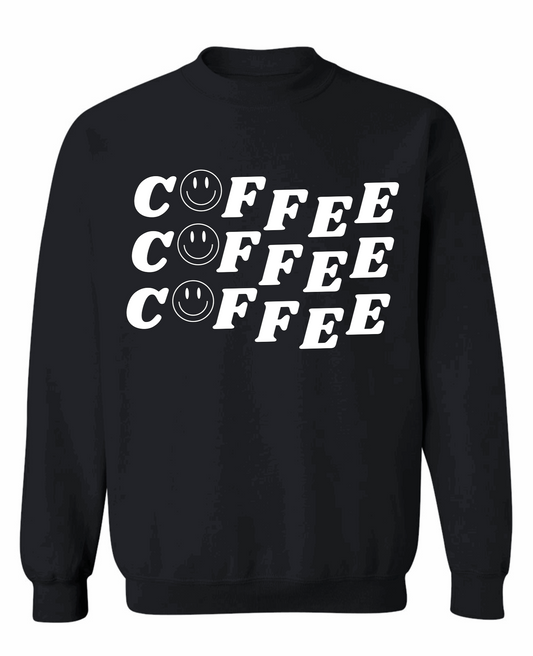 Coffee - Smiley Face (Stacked on Front) + Your Crafty Madre Logo (On Back), 100% Cotton Sweatshirt